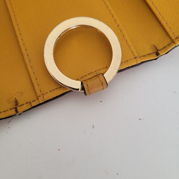 Michael Kors MK Key Case Ring Holder Wallet Pebble Leather Small Mustard Yellow - Picture 5 of 8